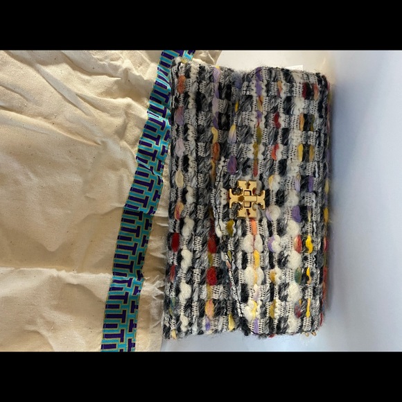 Tory Burch🌼NEW Kira Tweed chain wallet multicolor - Picture 9 of 15